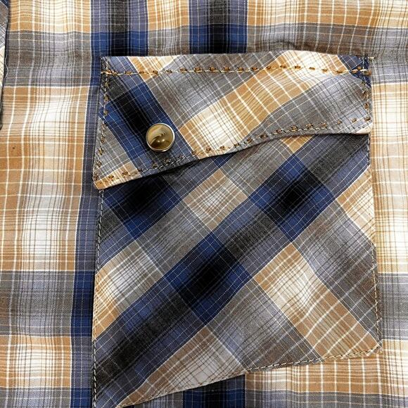 Wrangler Men’s Plaid Western Cowboy Pearl Snap Button Down Casual Shirt Size L - Picture 3 of 8